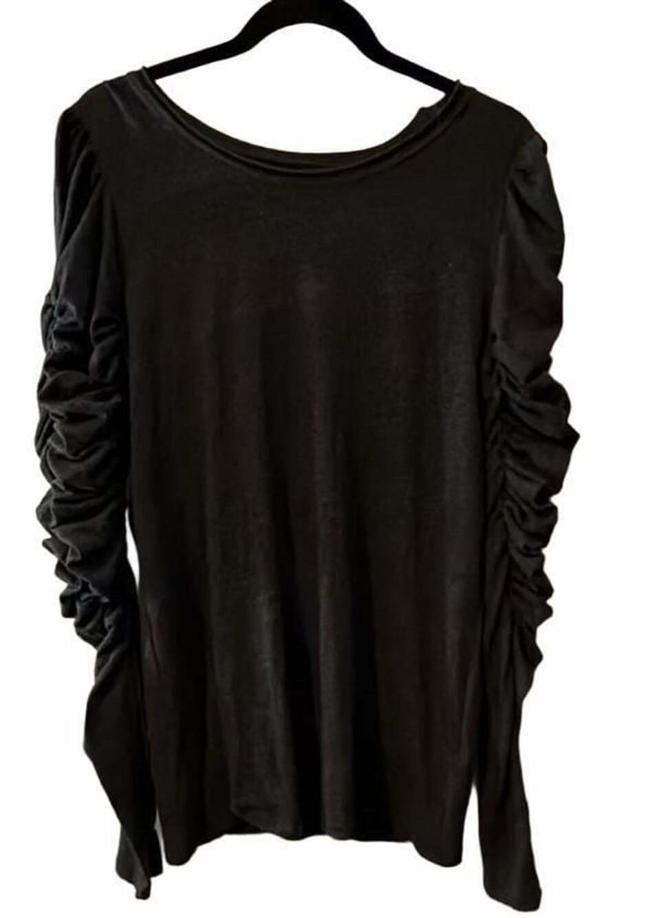 Free People Natasha Long Sleeve Ruched Top Size M Black